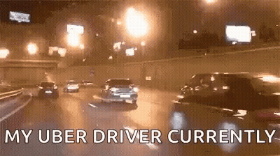 Uber Driver Driving Car On Highway At Night GIF