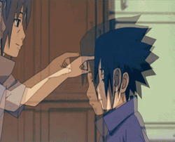 Uchiha Itachi Head Touch Poke Sasuke GIF