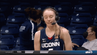 UConn Basketball Player With Headphones And Microphone GIF