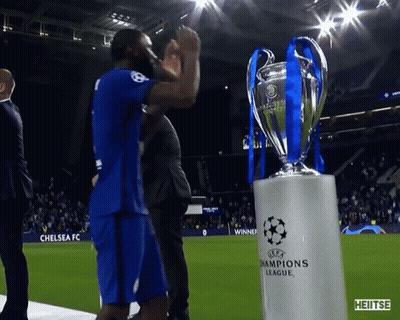 UEFA Champions League Trophy On Pedestal GIF