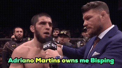 UFC Fighter Adriano Martins Interviewed By Man In Blue Suit GIF