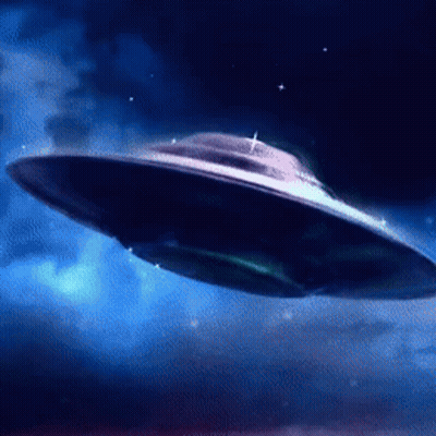 UFO Flying In Cloudy Sky GIF