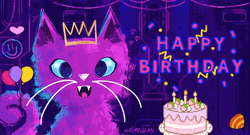 Ultraviolet Happy Birthday Cat Smiling
