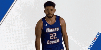 UMass Lowell Basketball Player In Blue Uniform GIF