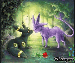 Umbreon Espeon Pokemon Forest GIF
