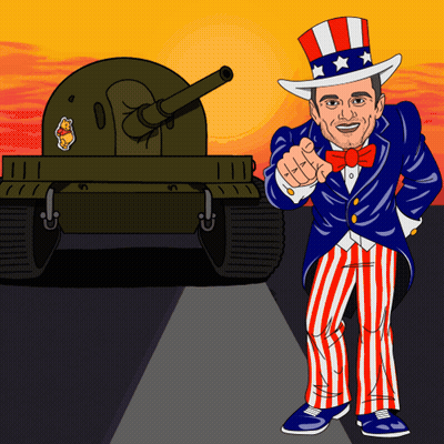 Uncle Sam Pointing At Tank With Winnie The Pooh Sticker GIF