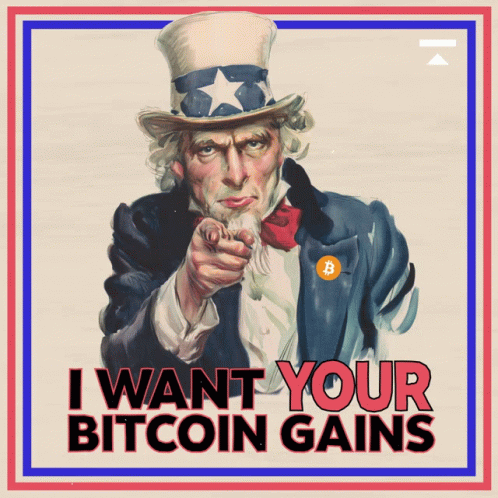 Uncle Sam Pointing With Bitcoin Gains GIF
