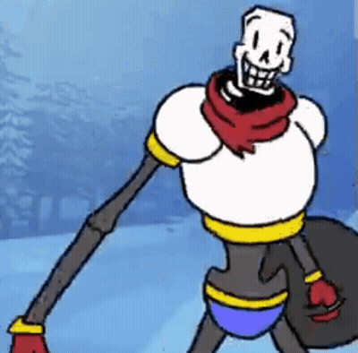 Undertale Papyrus Walking In Snow Holding Snowball GIF