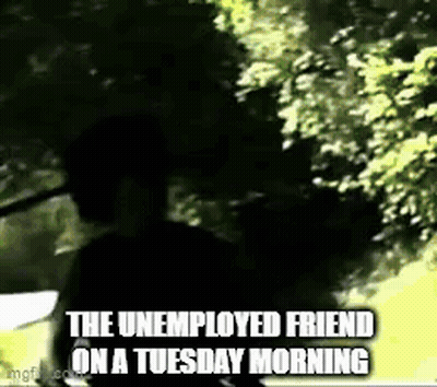 Unemployed Friend Standing In Front Of Tree GIF