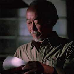 Unhappy Miyagi Reading GIF