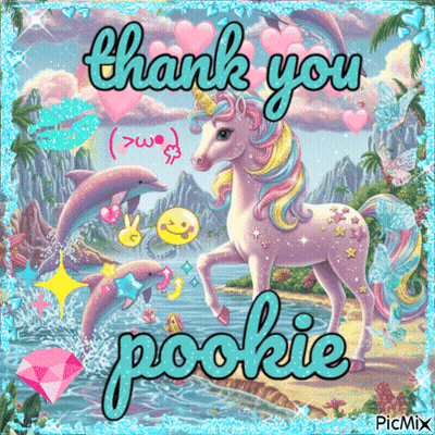Unicorn And Dolphins Saying Thank You Pookie GIF