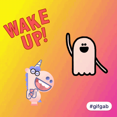 Unicorn And Ghost Wake Up GIF