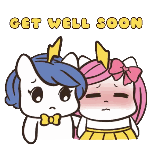 Unicorn And Girl Get Well Soon Sticker