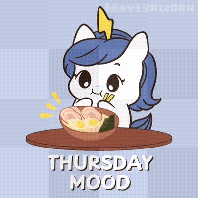 Unicorn Eating Ramen Thursday Mood GIF
