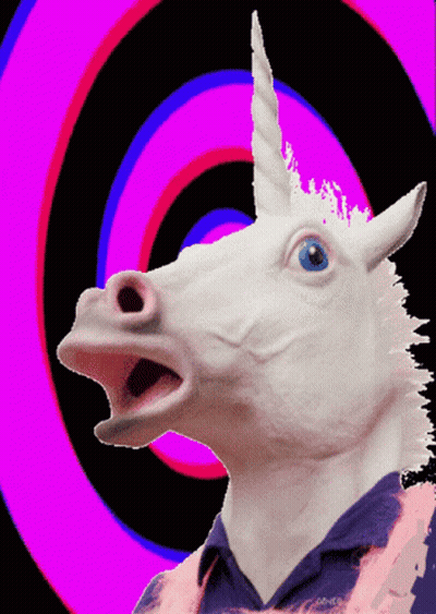 Unicorn In Blue Shirt Saying ADNC GIF