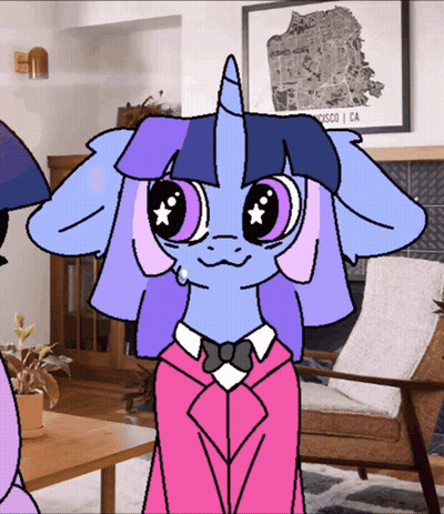 Unicorn In Living Room With San Francisco Map GIF