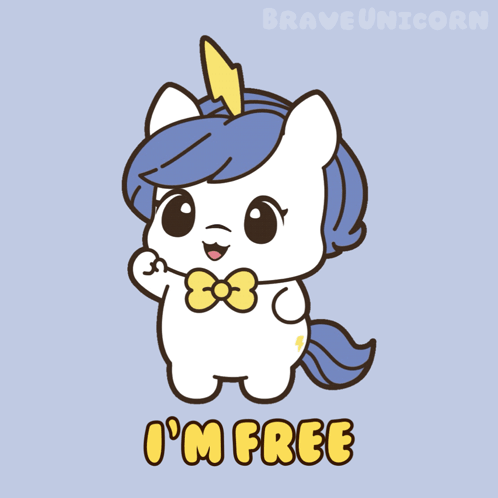 Unicorn Saying I'm Free GIF