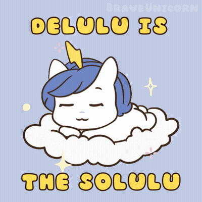 Unicorn Sleeping On Cloud Delulu Is The Solulu GIF