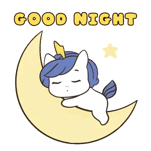 Unicorn Sleeping On Crescent Moon Good Night Sticker