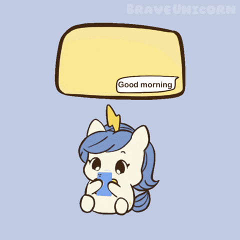 Unicorn Speech Bubble Saying Good Morning GIF