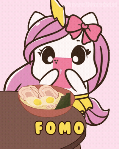 Unicorn Taking Photo Of FOMO Bowl GIF