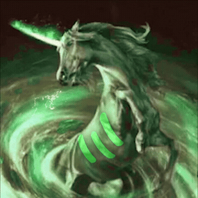 Unicorn With Green Lightning Bolt From Horn GIF