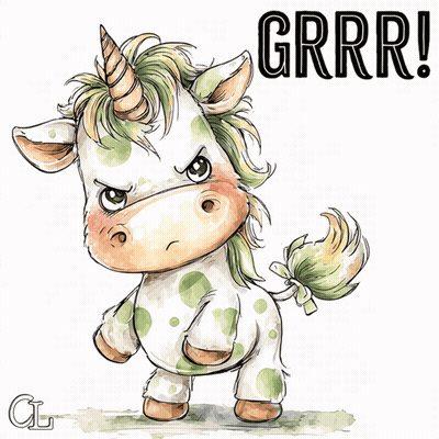 Unicorn With Grrr Above It GIF