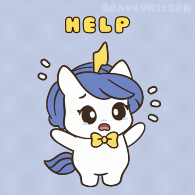 Unicorn With Help Text GIF