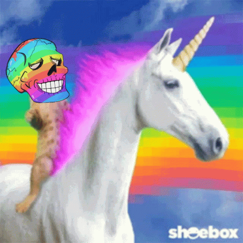 Unicorn with Rainbow Skull