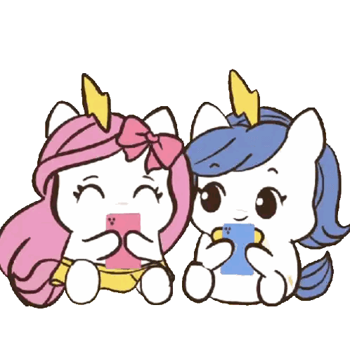 Unicorns Looking At Phones Sticker