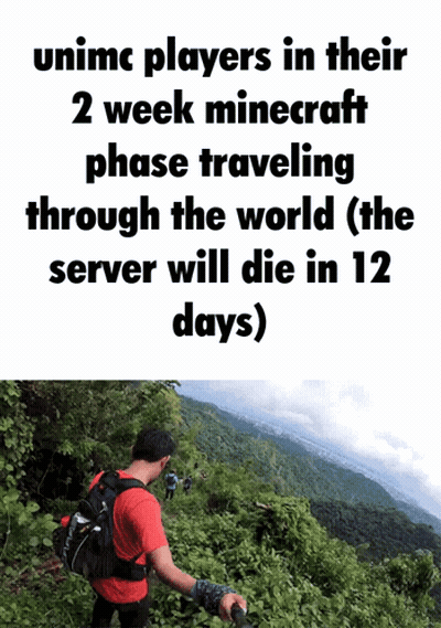 Unimc Players In Their 2 Week Minecraft Phase Traveling Through The World GIF