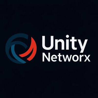 Unity Network Blue And Red Swirl Logo GIF