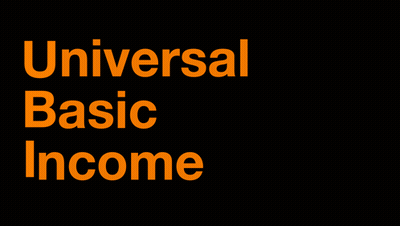 Universal Basic Income Orange Letters GIF