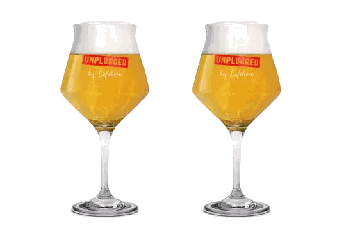 Unplugged Wine Glasses With Lifetime Text Sticker
