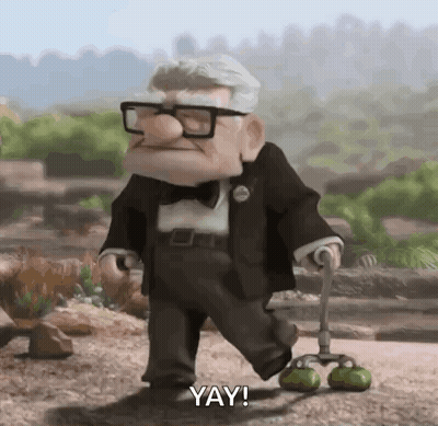 Up Character Walking With Cane And Green Shoes GIF
