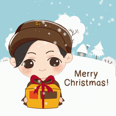 Ups Delivery Man Holding Gift Box Merry Christmas GIF