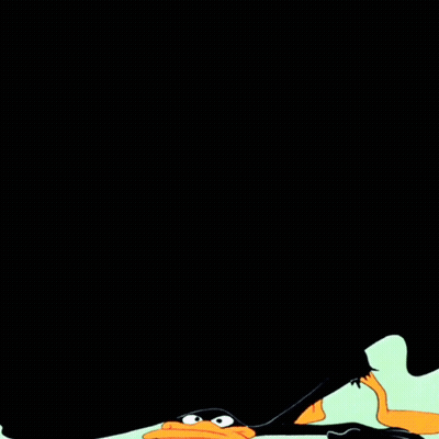 Upside Down Cartoon Duck In Front Of Large M GIF