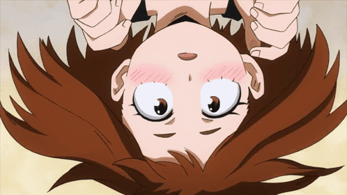Upside Down Cartoon Girl With Brown Hair GIF
