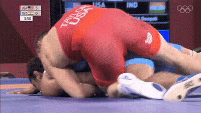 USA Wrestler Wrestling With India Wrestler GIF