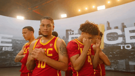 Usc Basketball Team Posing Back To Back GIF
