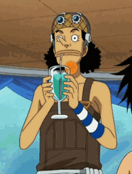 Usopp Drinking Cocktails GIF