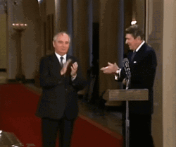 Ussr Ronald Reagan Mikhail Gorbachev Shaking Hands GIF