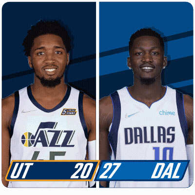 Utah Jazz And Dallas Basketball Players Standing Together GIF