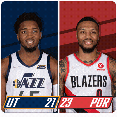 Utah Jazz Vs Blazers Basketball Players GIF