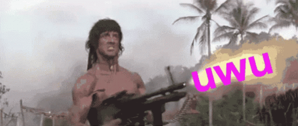 Uwu Rambo Machine Gun GIF