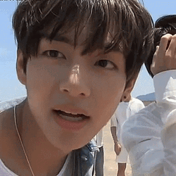 V Giving A Kiss To Camera GIF