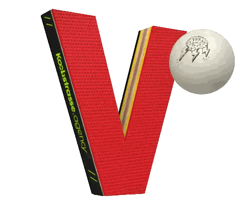 V Letter With Kopfstrasse Agency And Ping Pong Ball Sticker