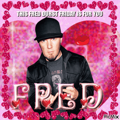 Valentine Card Man Holding Hearts Saying This Fred Durst Friday Is For You GIF