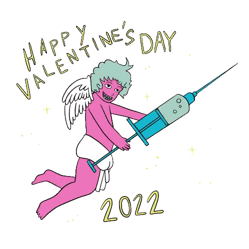 Valentine Cupid Holding Syringe 2022 Sticker