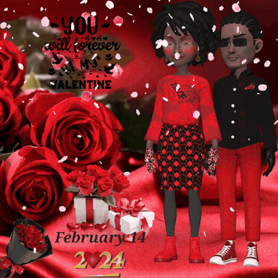 Valentine's Day Card Man And Woman February 14 GIF
